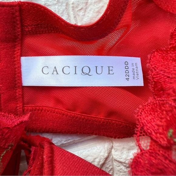 Cacique - Lane Bryant Red Cherries Lightly Lined French Balconette Bra 42DDD - Picture 3 of 8